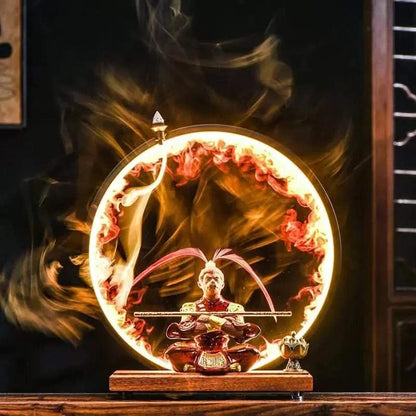 Wukong Zen Desktop Incense Burner LED Flame Lighting Ornament - Wukong Zen