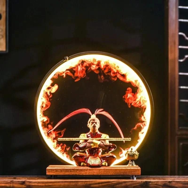 Wukong Zen Desktop Incense Burner LED Flame Lighting Ornament - Wukong Zen