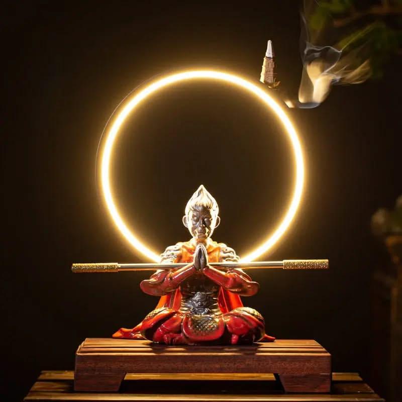 Wukong Zen Desktop Incense Burner LED Lighting Ornament B - Wukong Zen