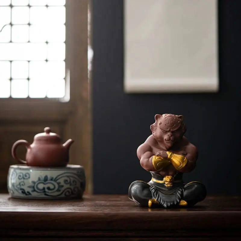 Wukong Zen Tiger Pioneer Ceramic Ornament - Wukong Zen